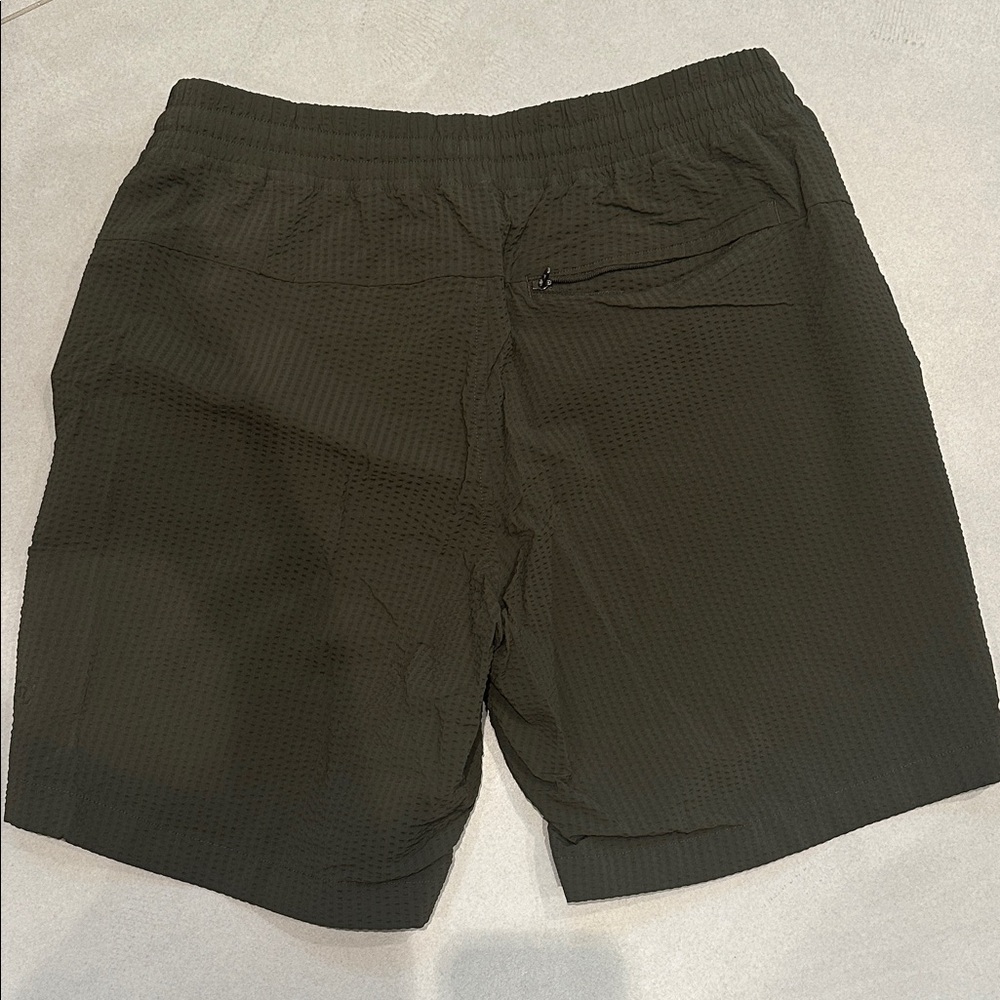 Dark Green Textured Shorts